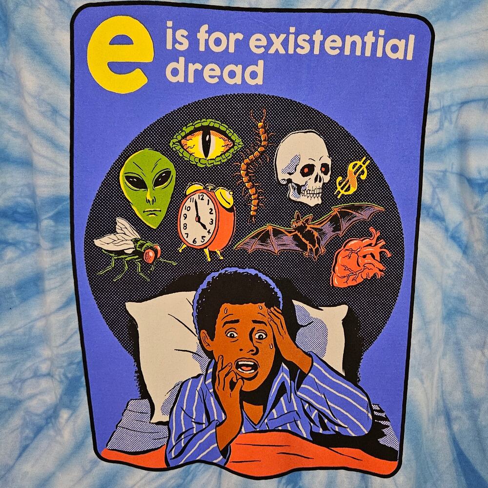 Steven Rhodes Existential Dread Tie Dye Tee Shirt Blue Cotton Men's Medium